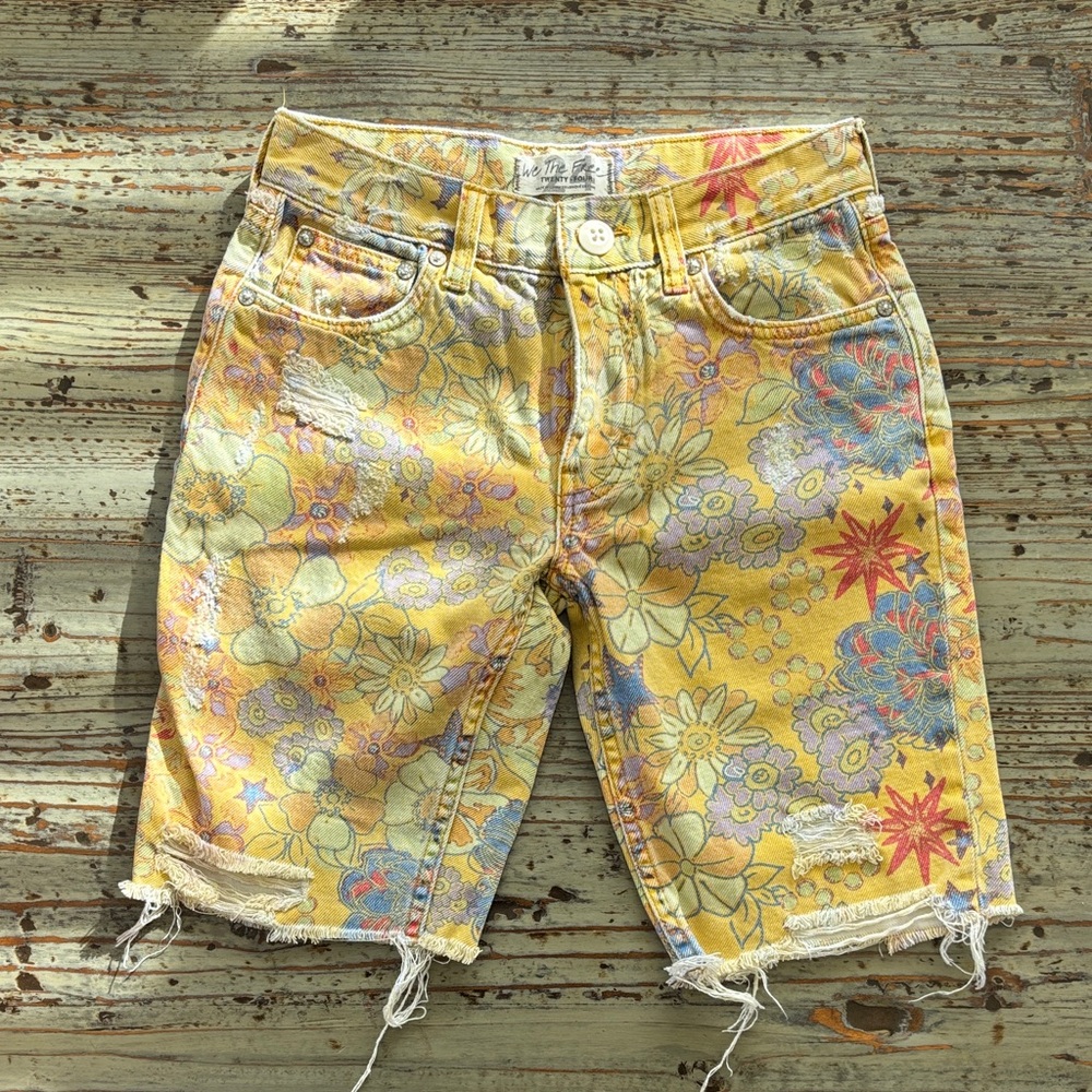 Free People Multicolor Floral Jean Shorts